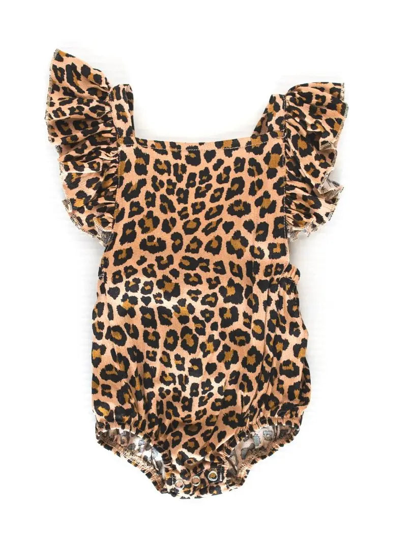 Leopard Ruffle Back Romper